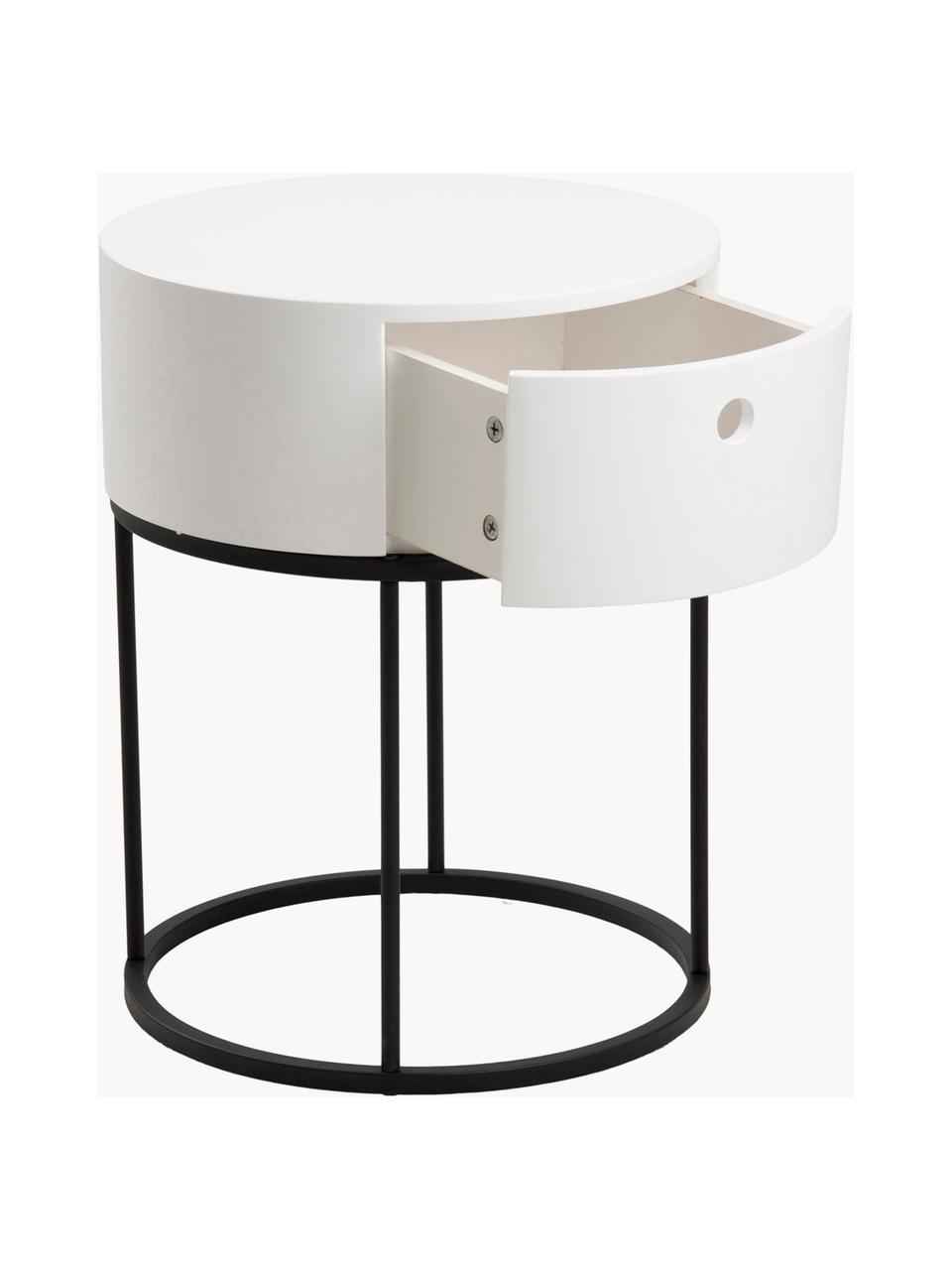 Okrúhly nočný stolík Polo, Biela, čierna, Ø 40 x V 51 cm