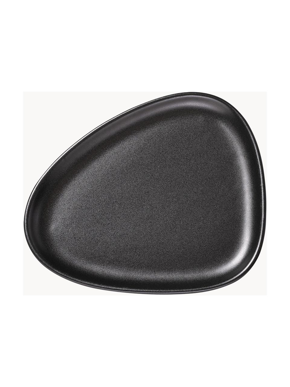 Platos postre artesanales Monaco, 4 uds., Gres, Negro, An 19 x L 22 cm