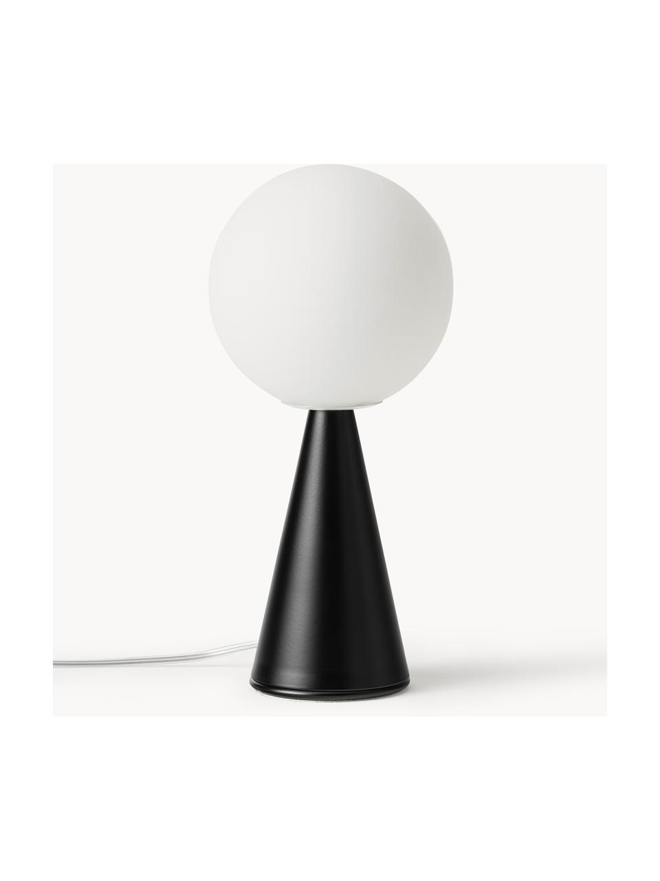 Petite lampe à poser artisanale Bilia, Blanc, noir, Ø 12 x haut. 26 cm