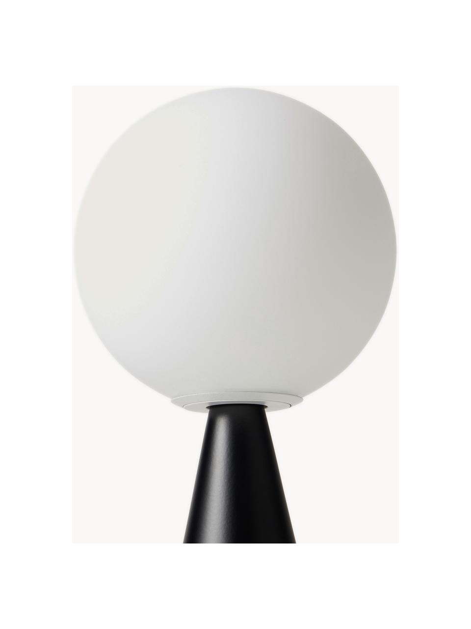 Kleine Tischlampe Bilia, handgefertigt, Lampenschirm: Glas, Weiß, Schwarz, Ø 12 x H 26 cm