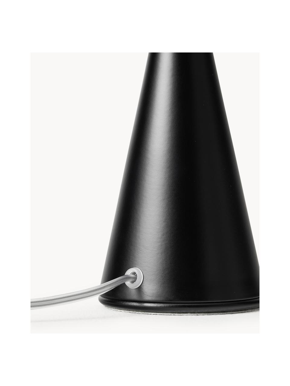 Kleine tafellamp Bilia, handgemaakt, Lampenkap: glas, Wit, zwart, Ø 12 x H 26 cm