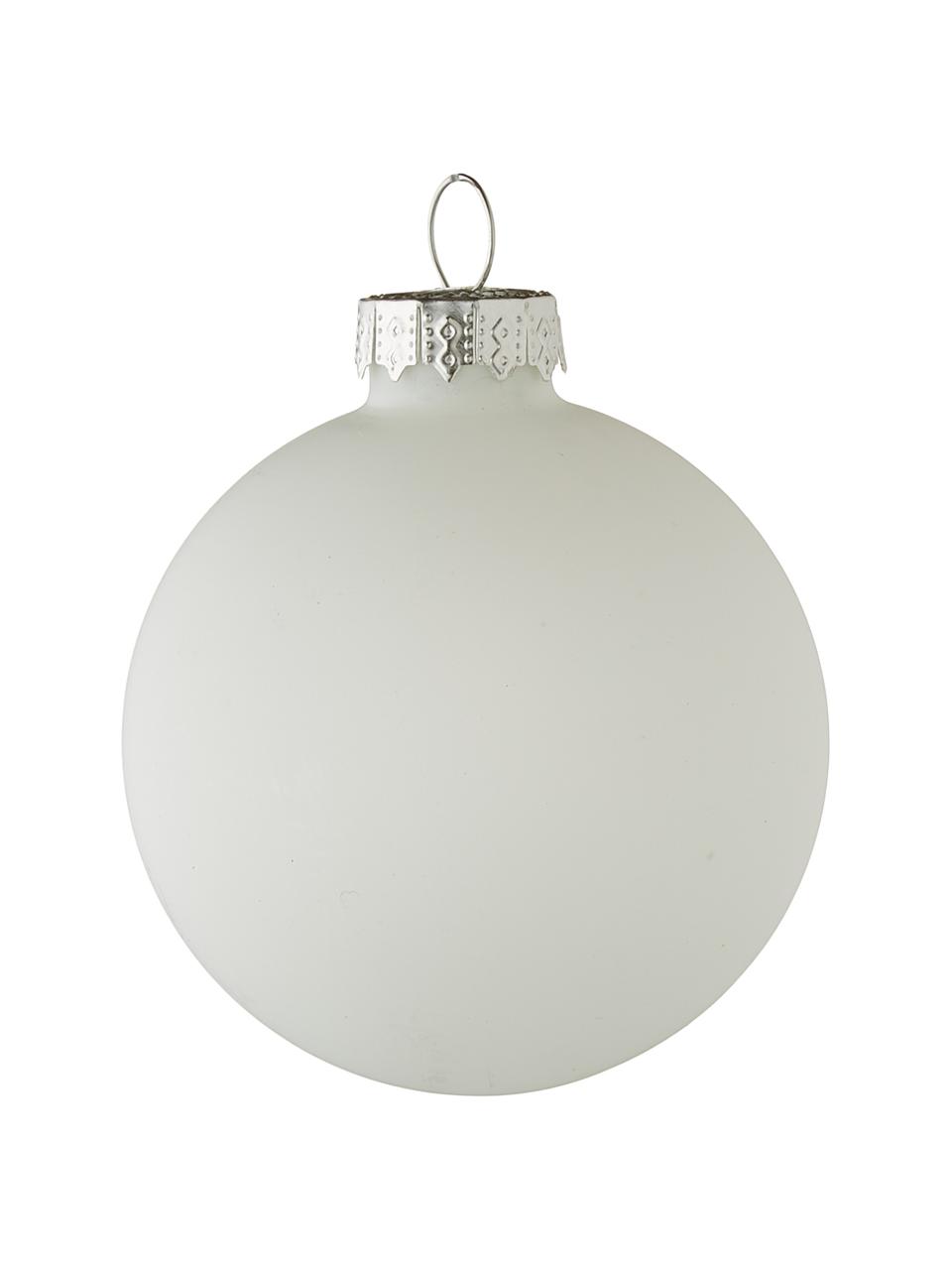 Set 24 palline di Natale Lorene, Argentato, bianco, opaco e lucido, Ø 6 cm