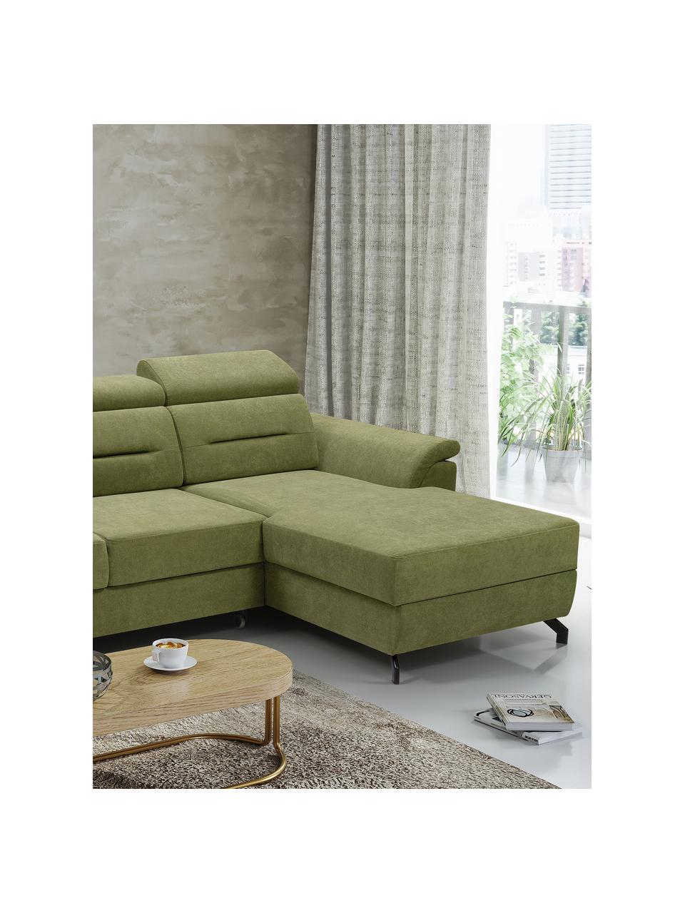 Sofa narożna z funkcją spania i miejscem do przechowywania Missouri (4-osobowa), Tapicerka: 100% poliester, Zielony, S 259 x G 164 cm