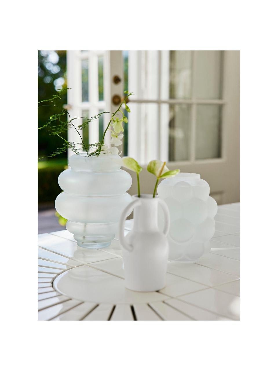 Steingut-Vase Harmony mit Griff in Weiß, Steingut, Weiß, B 15 x H 18 cm