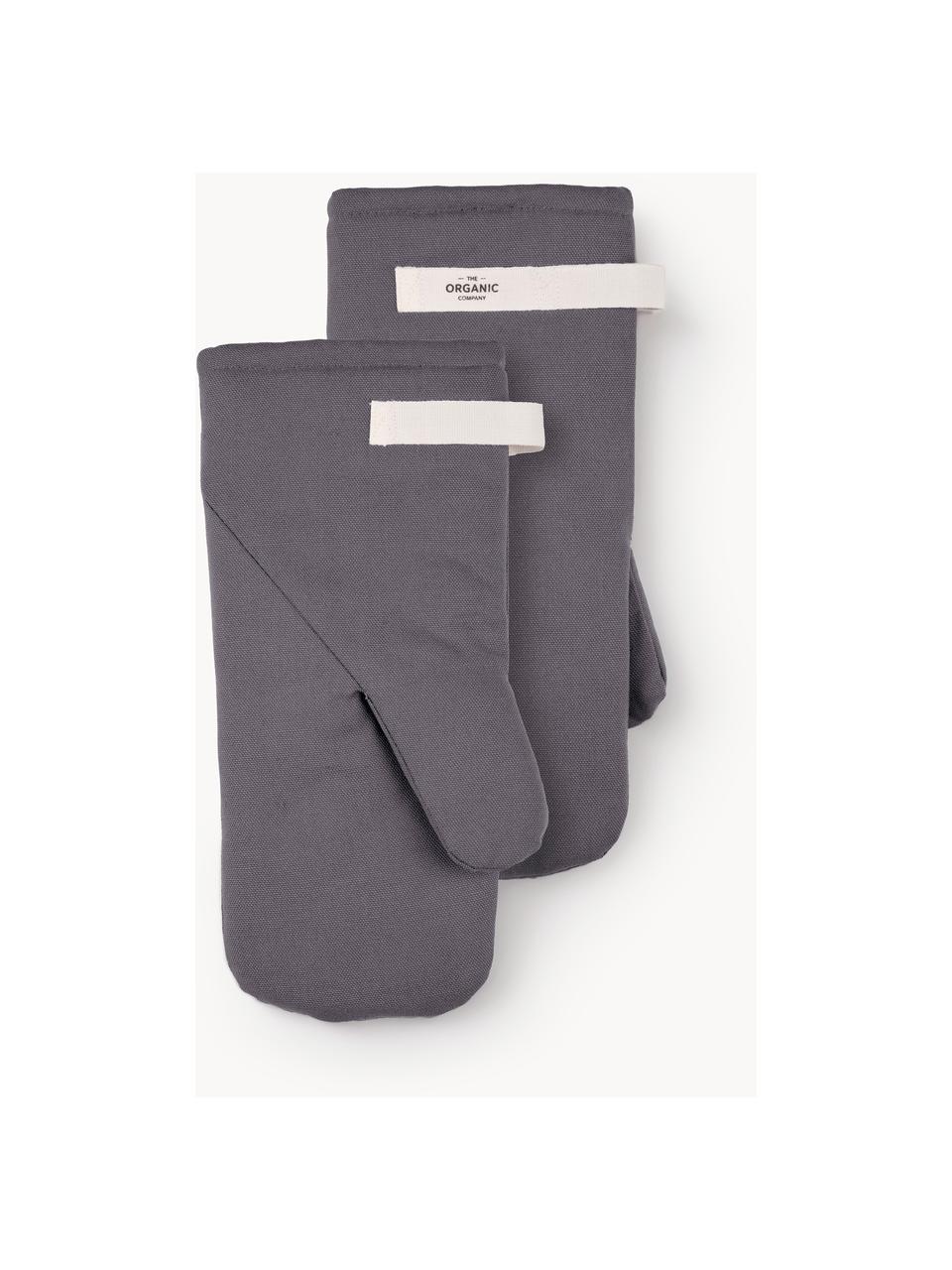 Guantes de horno Mid, 2 uds., 100% algodón ecológico con certificado GOTS, Gris oscuro, An 17 x L 36 cm