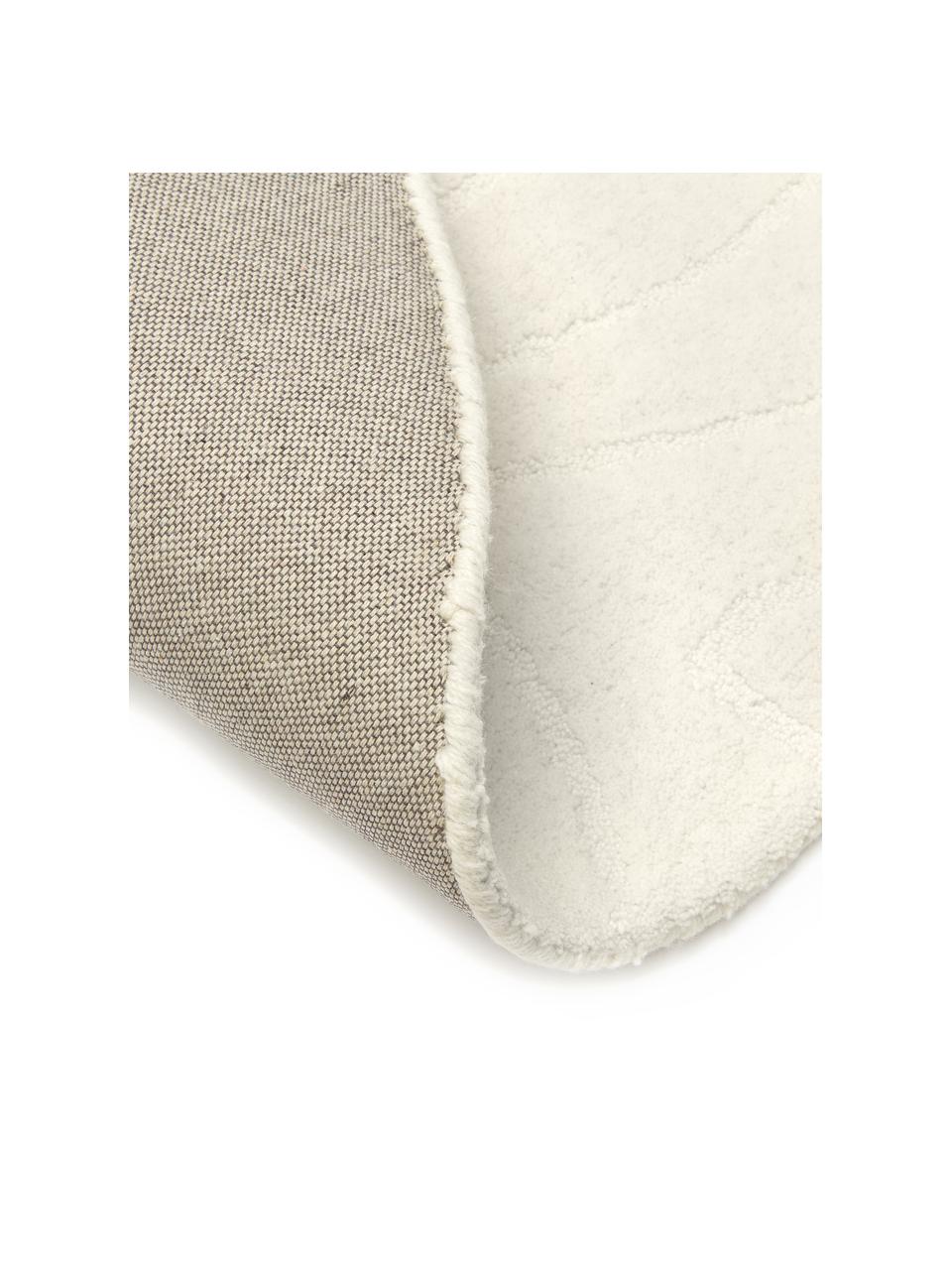 Ronde handgetuft wollen vloerkleed Aaron in crèmewit, Bovenzijde: 100% wol, Onderzijde: 100% katoen Bij wollen vl, Beige, Ø 150 cm (maat M)