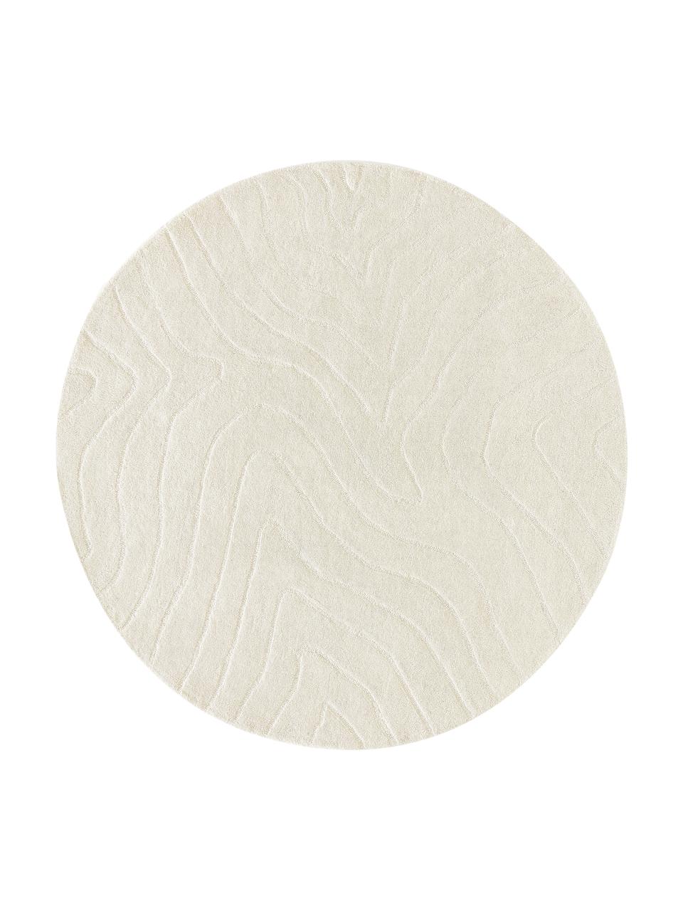 Tappeto rotondo in lana taftato a mano Aaron, Retro: 100% cotone Nel caso dei , Bianco crema, Ø 150 cm (taglia M)
