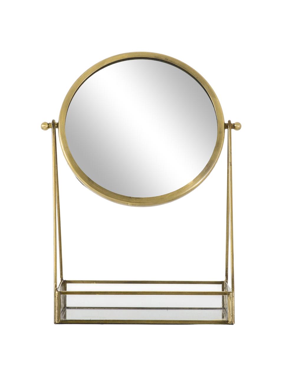 Specchio per trucco Lara, Cornice: metallo rivestito, Superficie dello specchio: lastra di vetro, Ottonato, Larg. 22 x Alt. 34 cm
