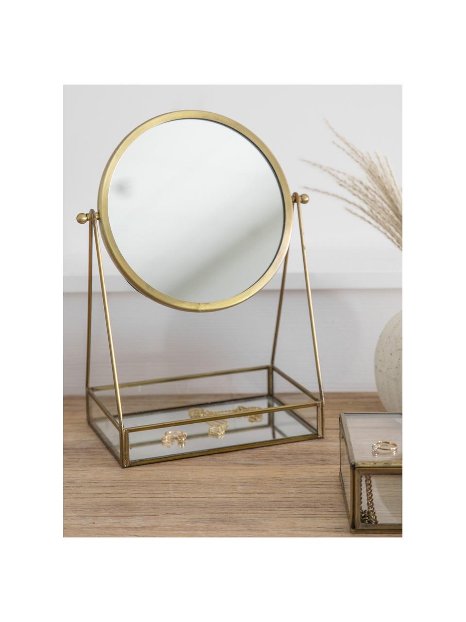 Specchio per trucco Lara, Cornice: metallo rivestito, Superficie dello specchio: lastra di vetro, Ottonato, Larg. 22 x Alt. 34 cm
