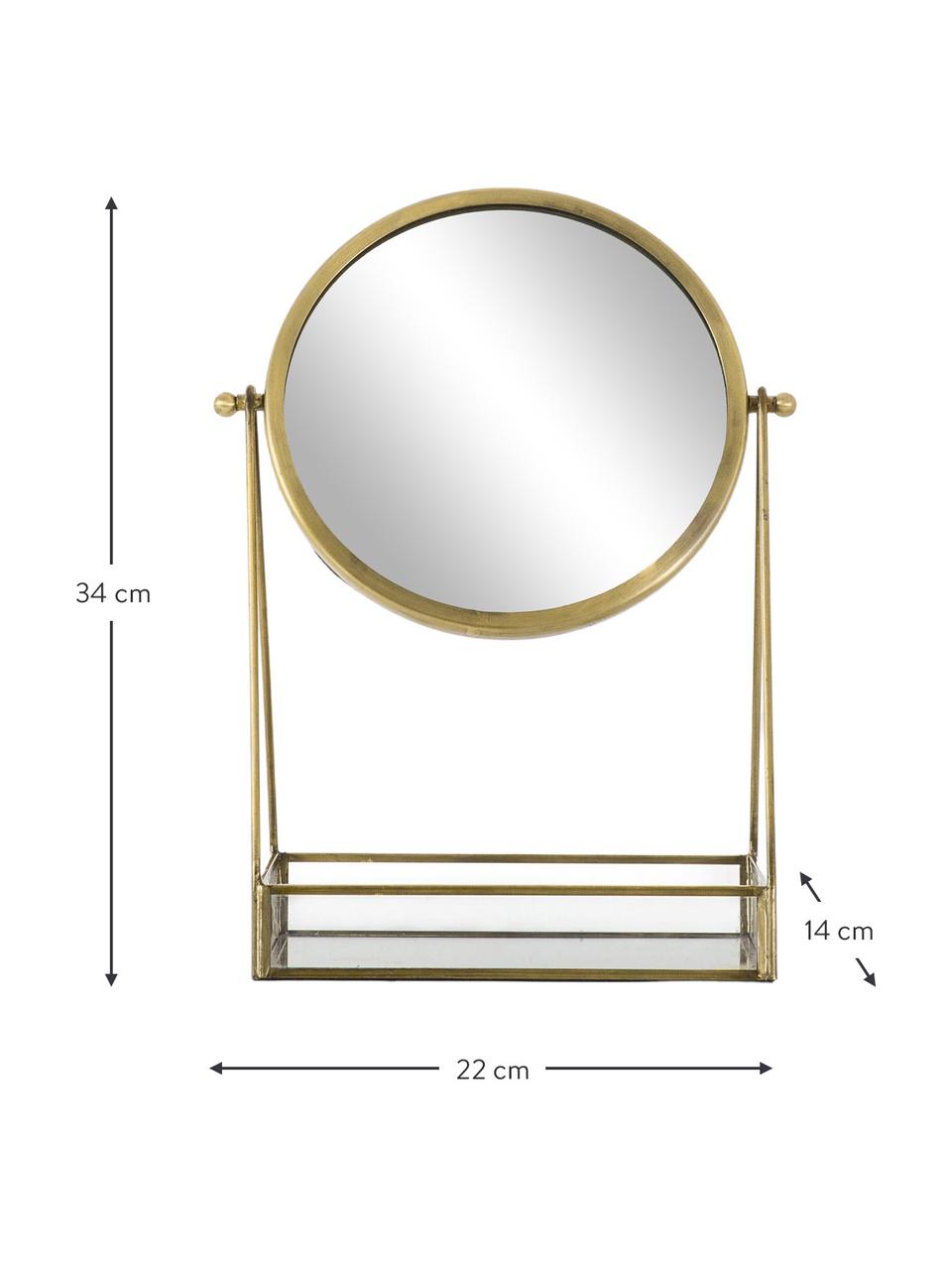 Kosmetikspiegel Lara, Rahmen: Metall, beschichtet, Spiegelfläche: Spiegelglas, Messingfarben, B 22 x H 34 cm