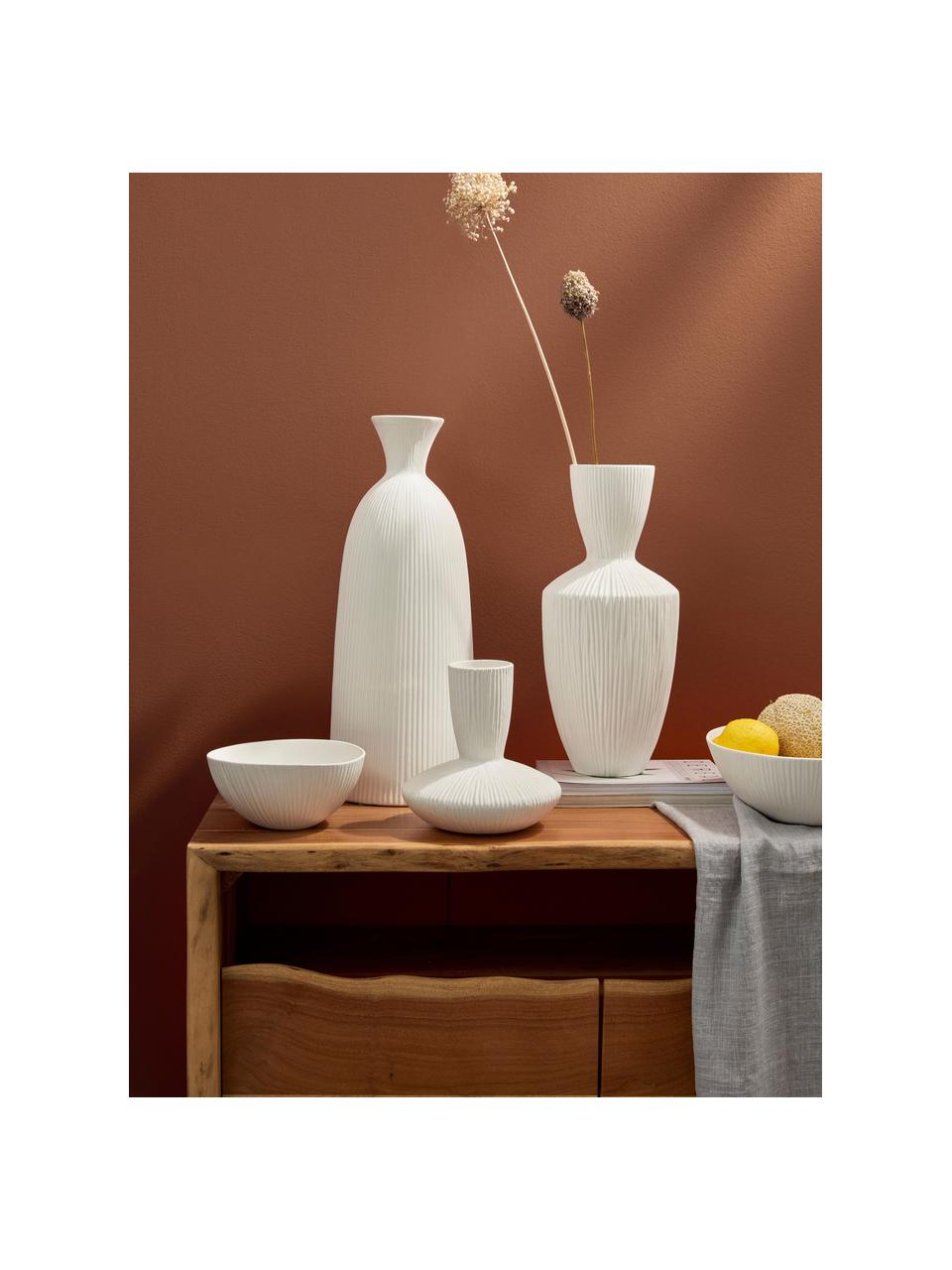 Designová keramická váza Striped, V 36 cm, Keramika, Bílá, Ø 16 cm, V 36 cm