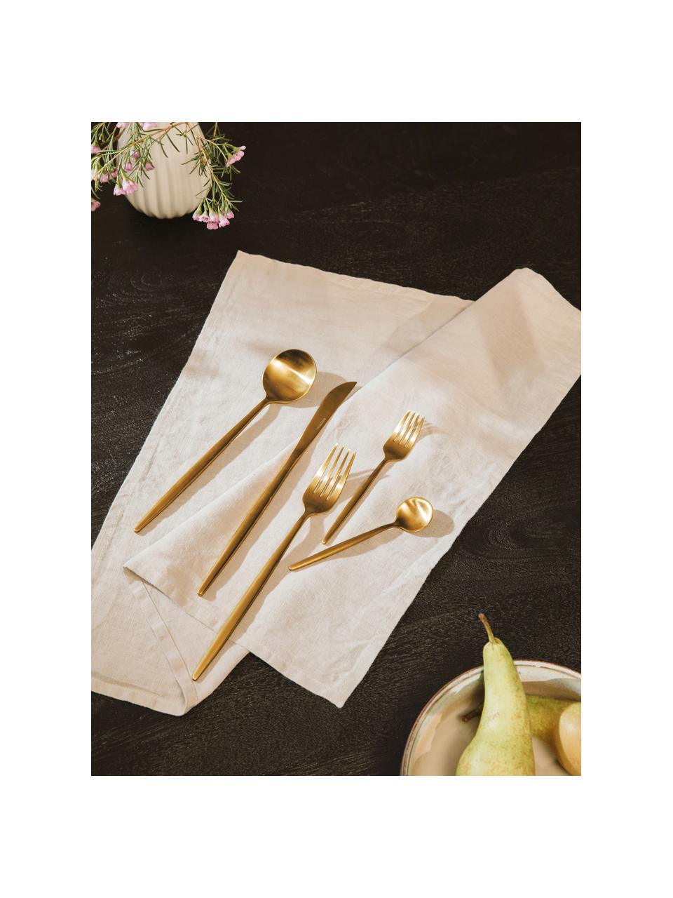 Set posate con finitura spazzolata opaca in diverse misure Shine, Coltello: acciaio inossidabile 13/0, Dorato opaco, 4 persone (20 pz)