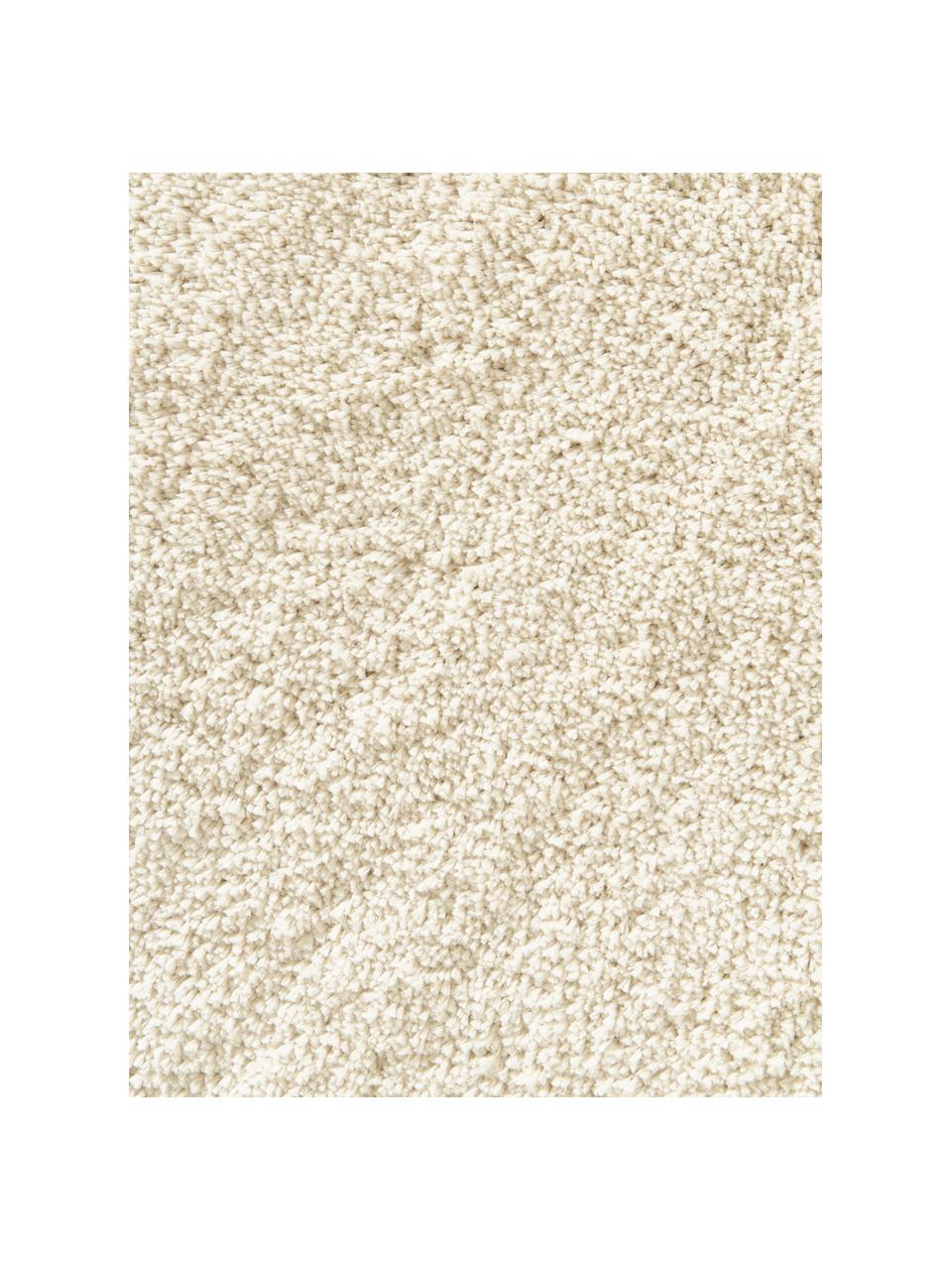 Pluizig rond hoogpolig vloerkleed Leighton, Onderzijde: 70% polyester, 30% katoen, Crèmewit, Ø 120 cm (maat S)