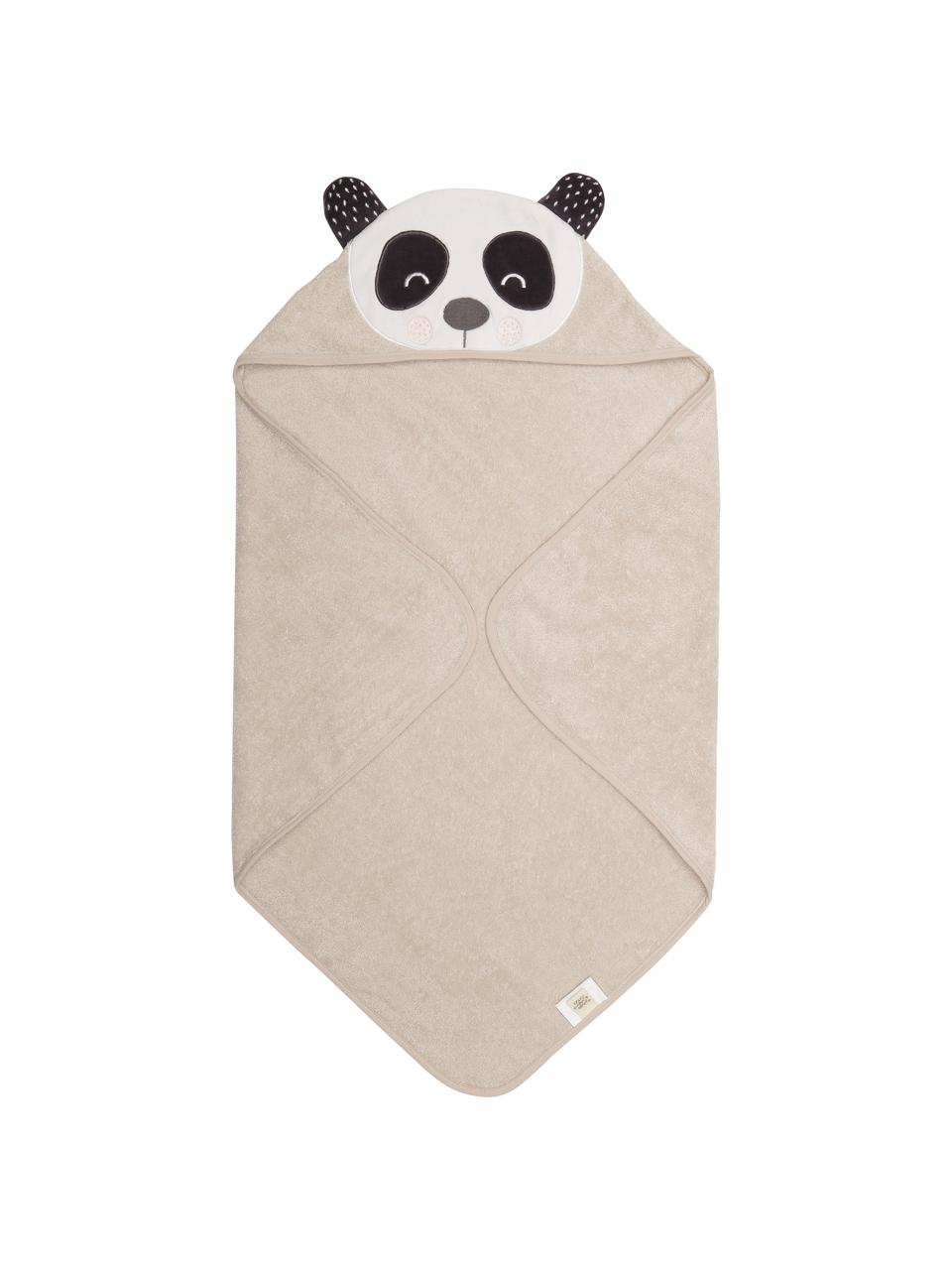 Babyhanddoek Panda Penny van biokatoen, 100% biologisch katoen, GOTS-gecertificeerd, Beige, wit, donkergrijs, B 80 x L 80 cm