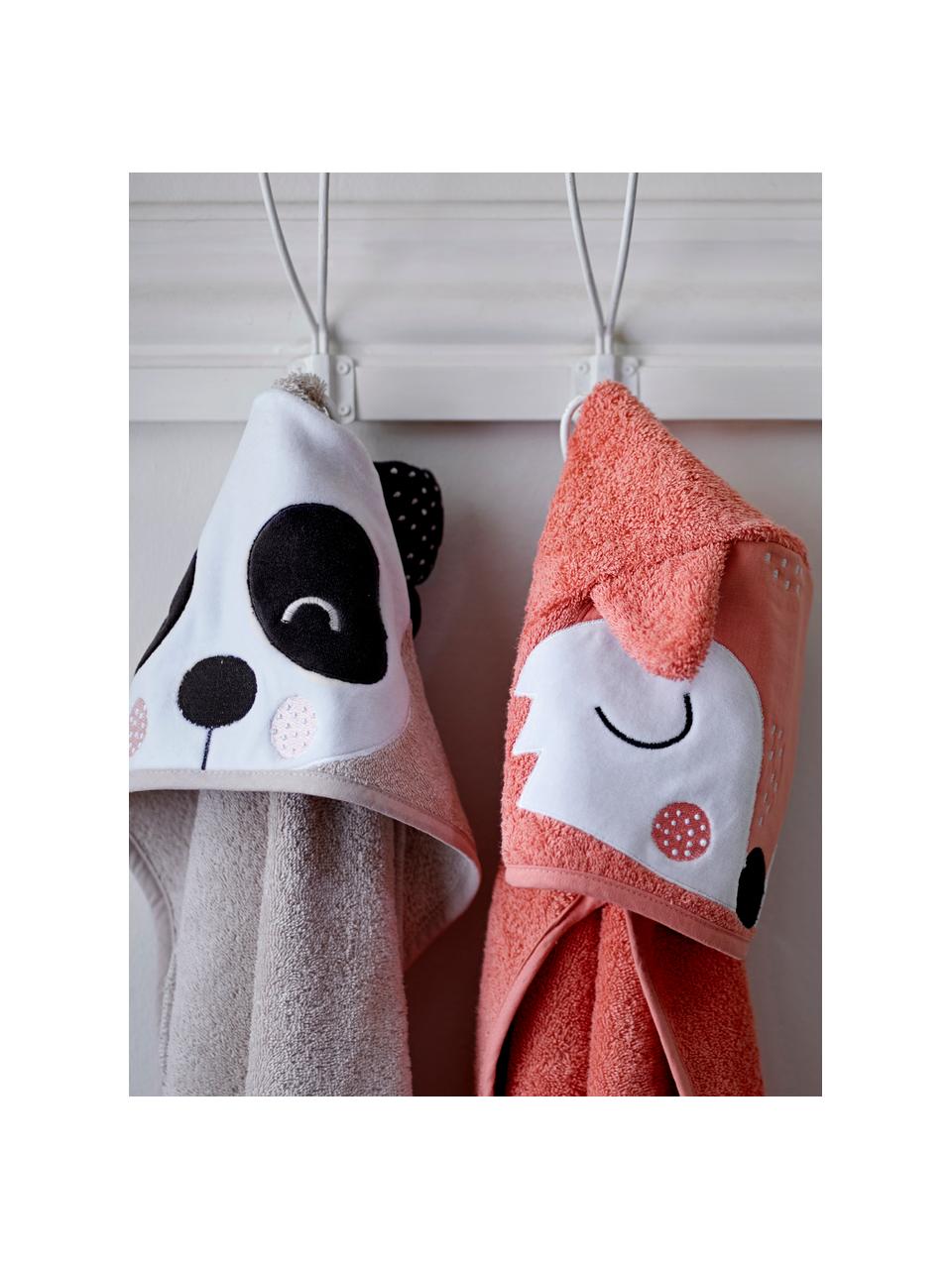 Babyhanddoek Panda Penny van biokatoen, 100% biokatoen, Beige, wit, donkergrijs, B 80 x L 80 cm
