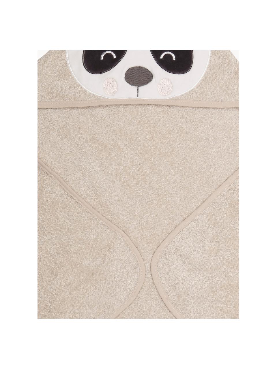 Asciugamano per neonati in cotone organico Panda Penny, 100% cotone organico, Beige chiaro, bianco, antracite, Larg. 80 x Lung. 80 cm