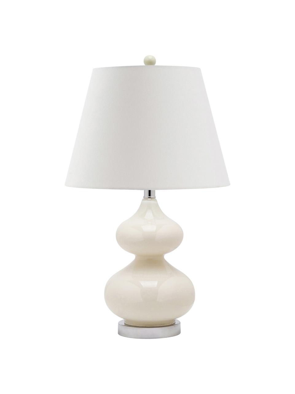 Lampada da tavolo Felicitas 2 pz, Paralume: cotone, Base della lampada: vetro verniciato, Bianco, Ø 35 x Alt. 58 cm