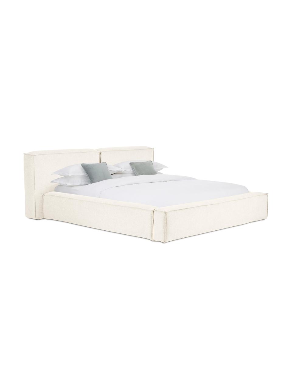 Cama tapizada Lennon, con espacio de almacenamiento, Tapizado: 100% poliéster Alta resis, Estructura: madera de pino maciza con, Patas: madera con certificado FS, Tejido beige, An 200 x L 200 cm