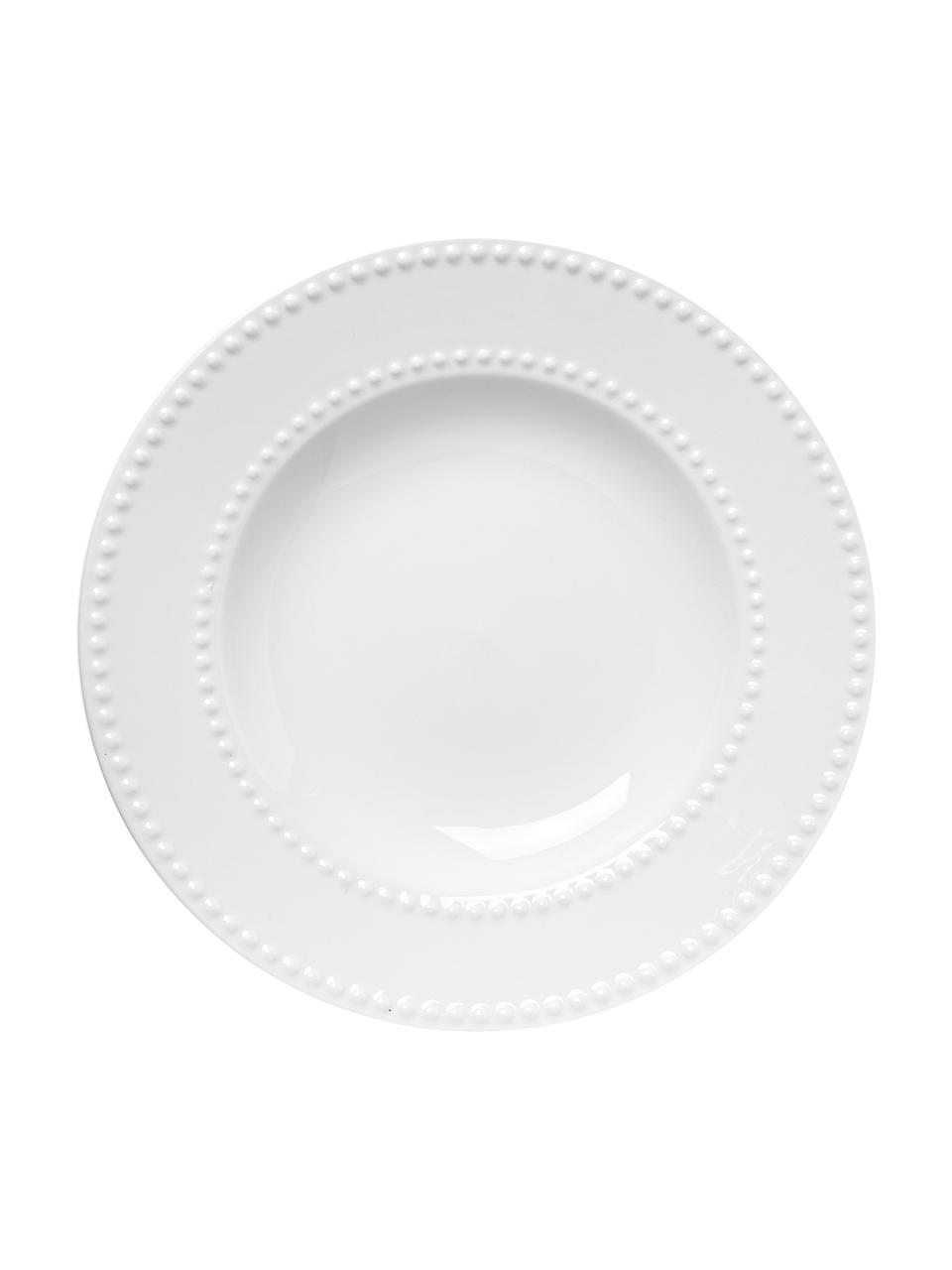 Platos hondos de porcelana Pearl, 6 uds., Porcelana, Blanco, Ø 22 x Al 3 cm