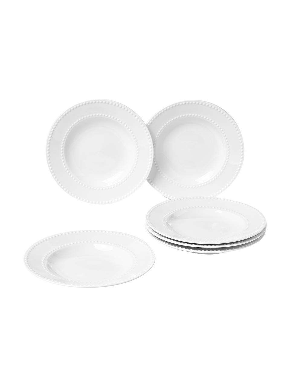 Platos hondos de porcelana Pearl, 6 uds., Porcelana, Blanco, Ø 22 x Al 3 cm