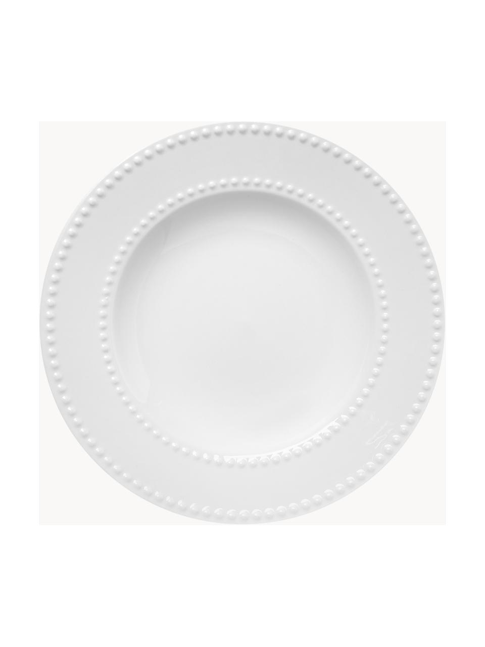 Platos hondos de porcelana Pearl, 6 uds., Porcelana, Blanco, Ø 22 x Al 3 cm