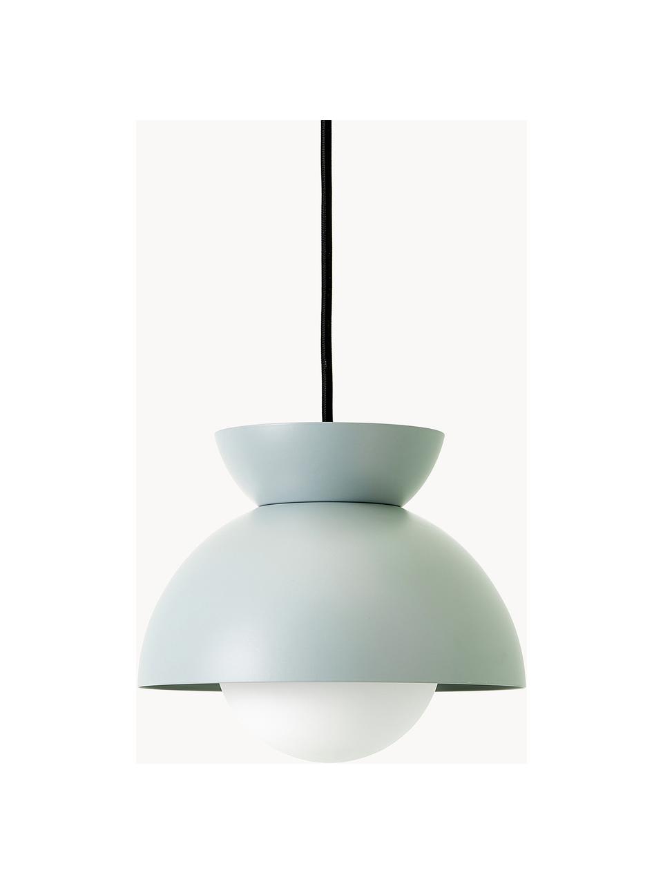 Kleine design hanglamp Butterfly, Lampenkap: gecoat metaal, Diffuser: opaalglas, Grijs, Ø 21 x H 19 cm