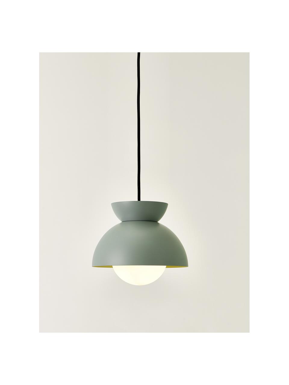 Kleine design hanglamp Butterfly, Lampenkap: gecoat metaal, Diffuser: opaalglas, Grijs, Ø 21 x H 19 cm