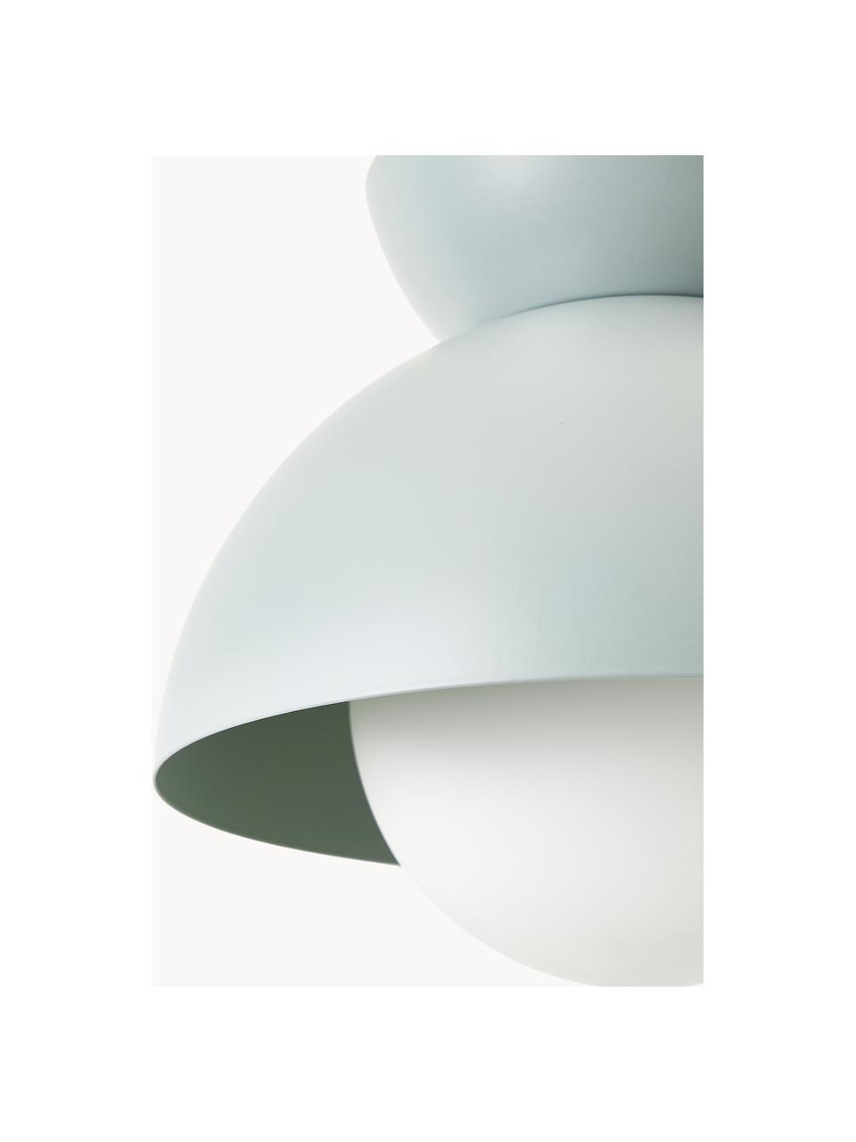 Kleine design hanglamp Butterfly, Lampenkap: gecoat metaal, Diffuser: opaalglas, Grijs, Ø 21 x H 19 cm