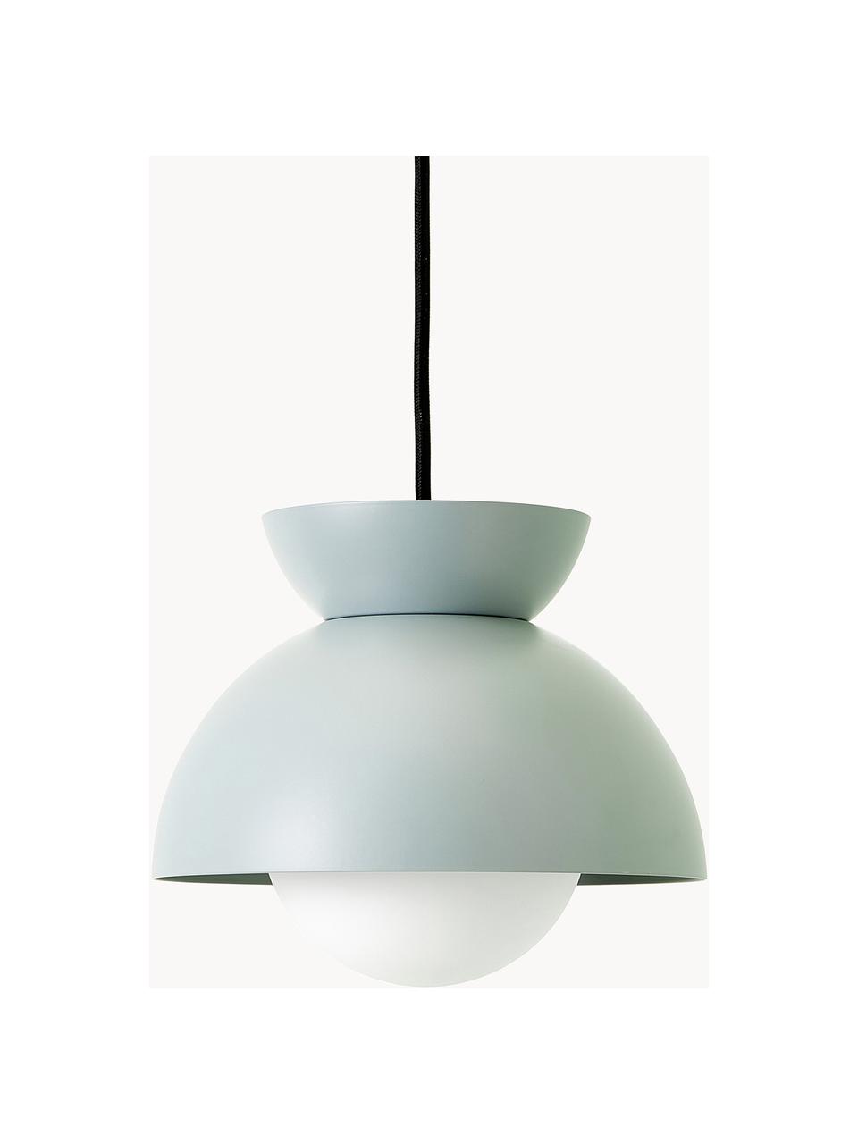 Kleine design hanglamp Butterfly, Lampenkap: gecoat metaal, Diffuser: opaalglas, Grijs, Ø 21 x H 19 cm