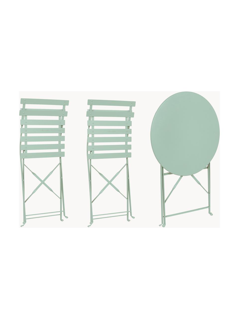 Set de muebles para exterior Wissant, 3 pzas., Acero con pintura en polvo, Verde salvia, Set de diferentes tamaños