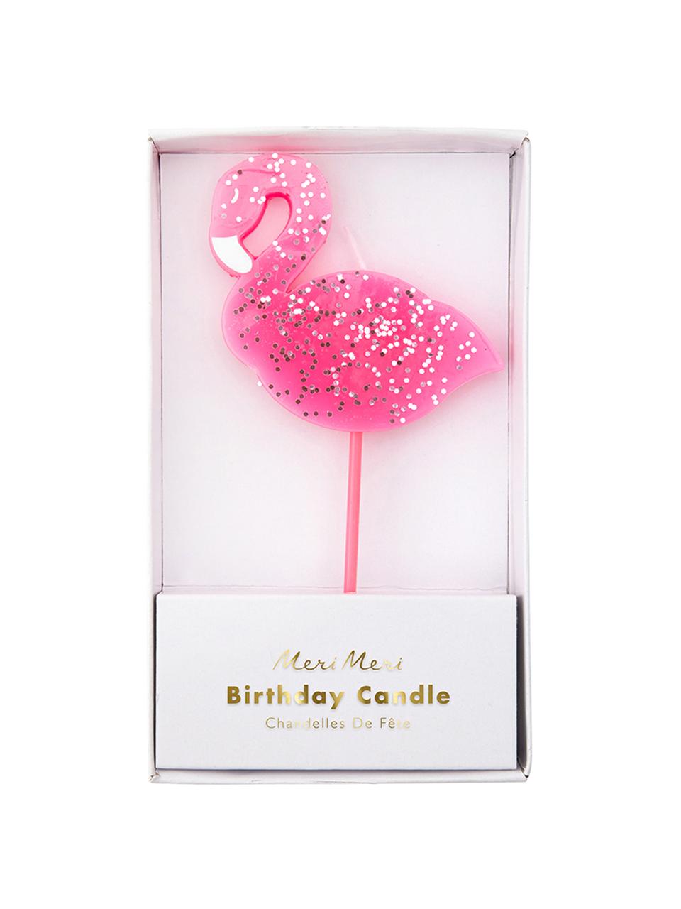 Candela per torta Flamingo, Paraffina, materiale sintetico, Rosa, Larg. 8 x Alt. 14 cm