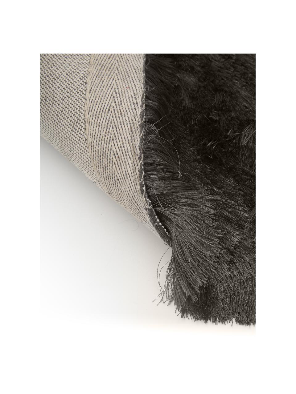 Tappeto rotondo lucido a pelo lungo Jimmy, Retro: 100% cotone Il materiale , Grigio scuro, Ø 120 cm (taglia S)