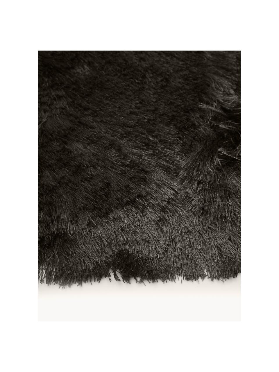 Glänzender Hochflor-Teppich Jimmy, rund, Flor: 100% Polyester, Anthrazit, Ø 120 cm (Größe S)