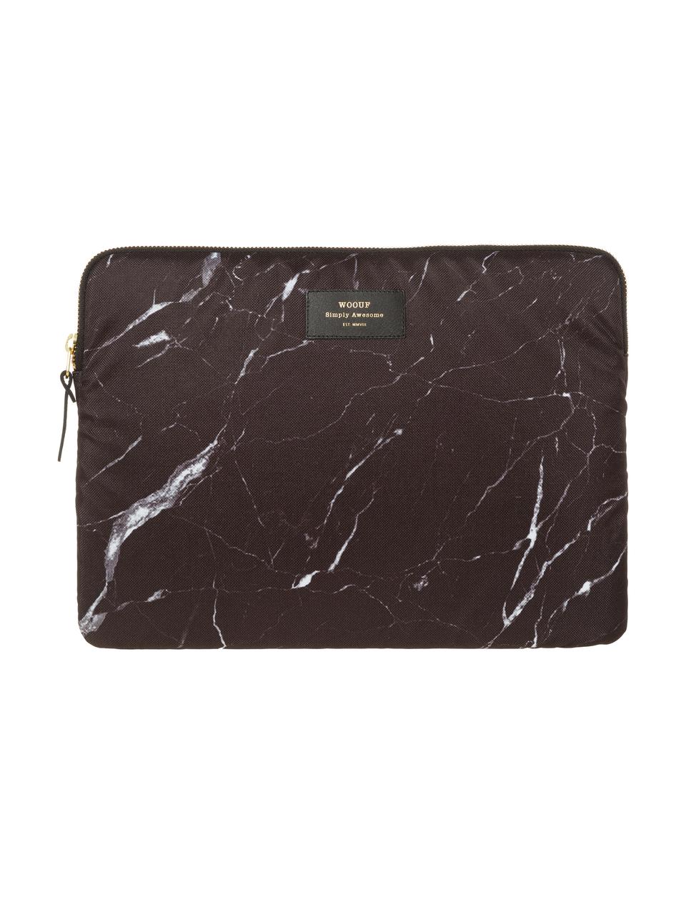 Obal na notebook Marble pro MacBook Pro 13 palců, Obal na notebook: černá, mramorová Potisk: černá se zlatými prvky, Š 34 cm