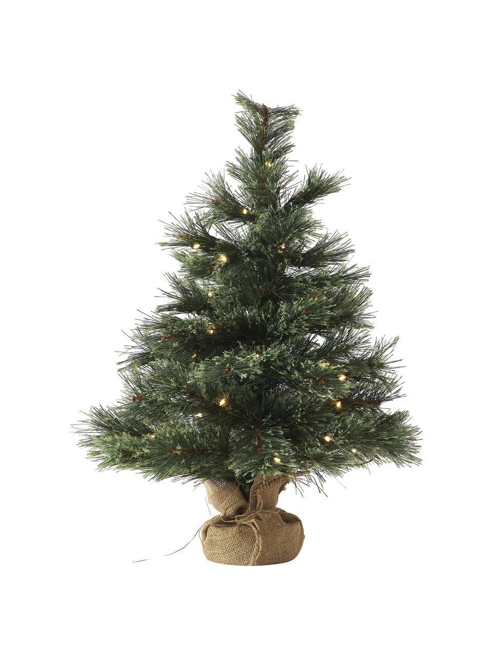 Albero di Natale artificiale a LED Cashmere, alt. 60 cm, Coperchio: juta, Verde, Ø 40 x Alt. 60 cm