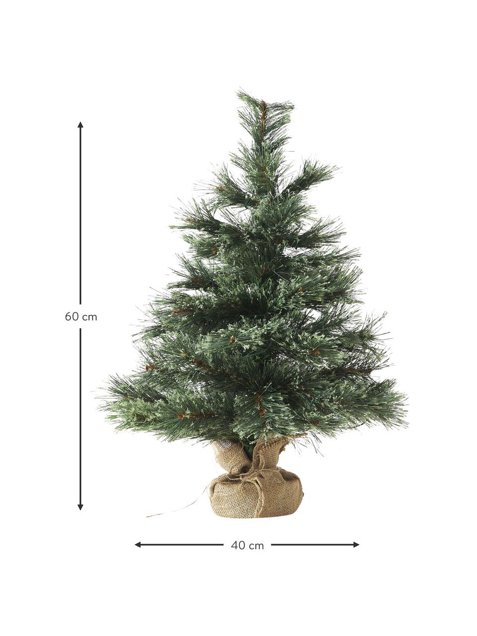 Albero di Natale artificiale a LED Cashmere, alt. 60 cm, Coperchio: juta, Verde, Ø 40 x Alt. 60 cm