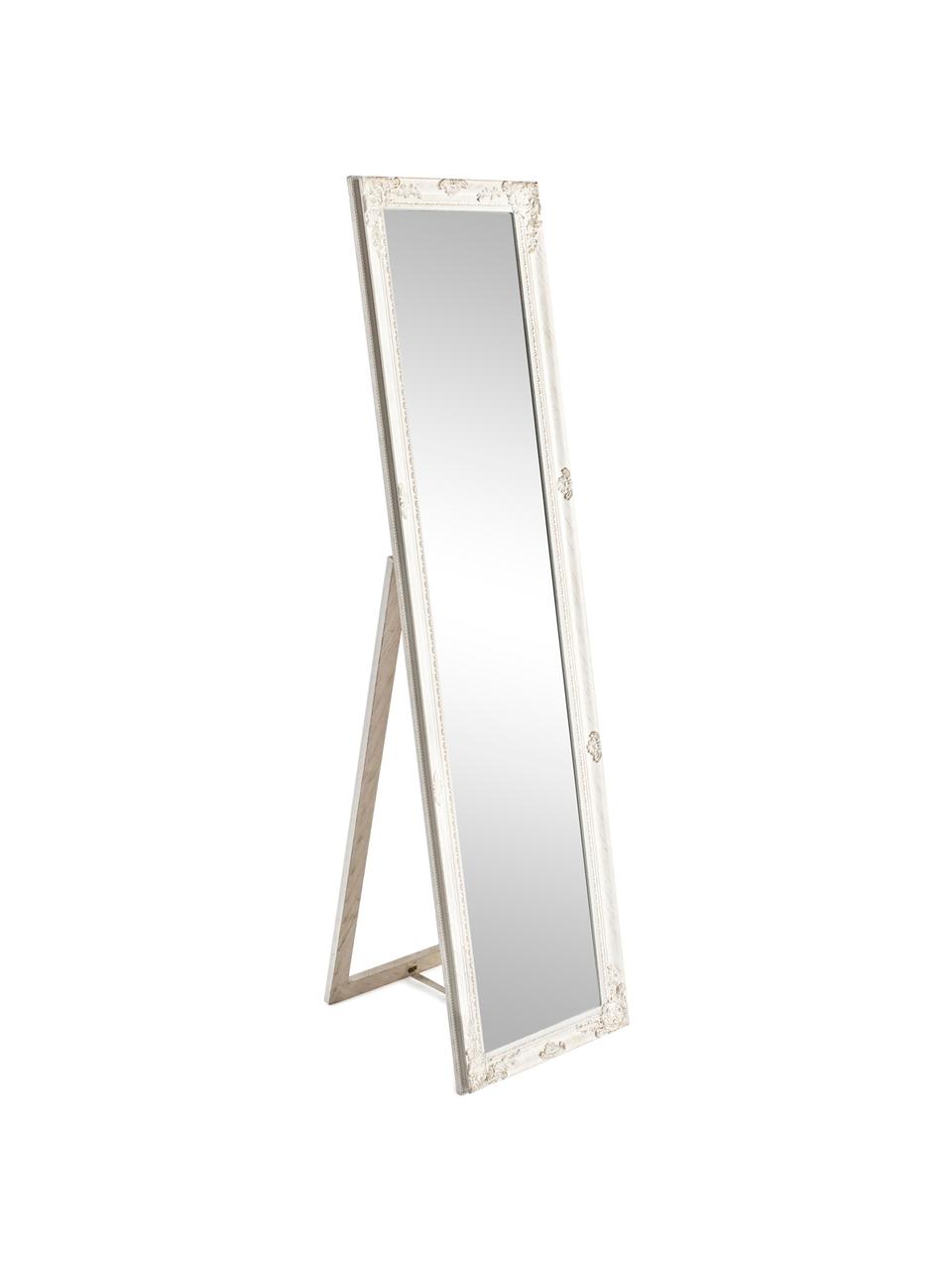 Vloerspiegel Miro met witte lijst, Lijst: gecoat hout, Wit, 40 x 160 cm