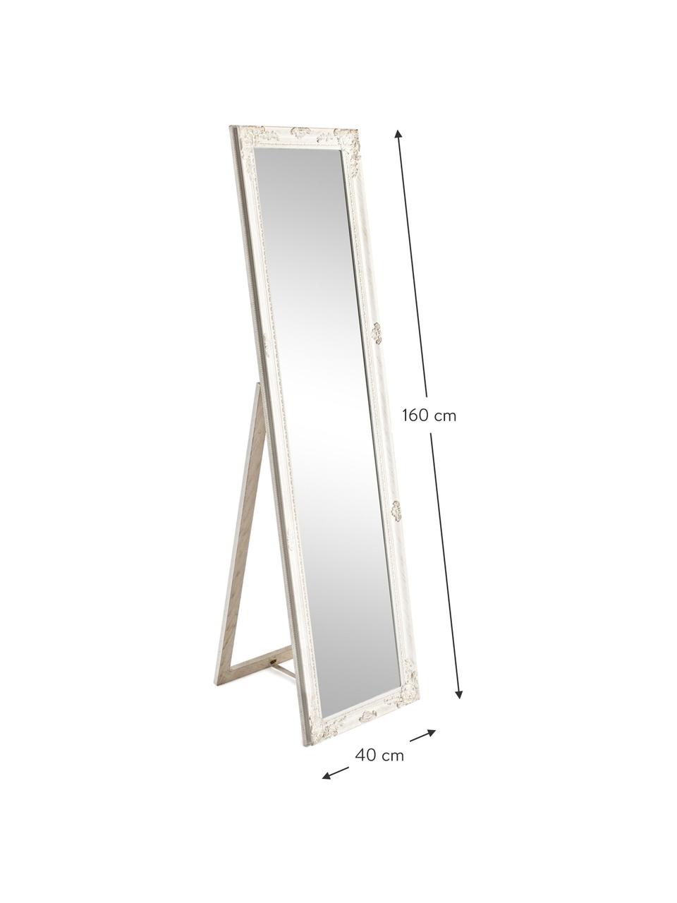 Vloerspiegel Miro met witte lijst, Lijst: gecoat hout, Wit, 40 x 160 cm