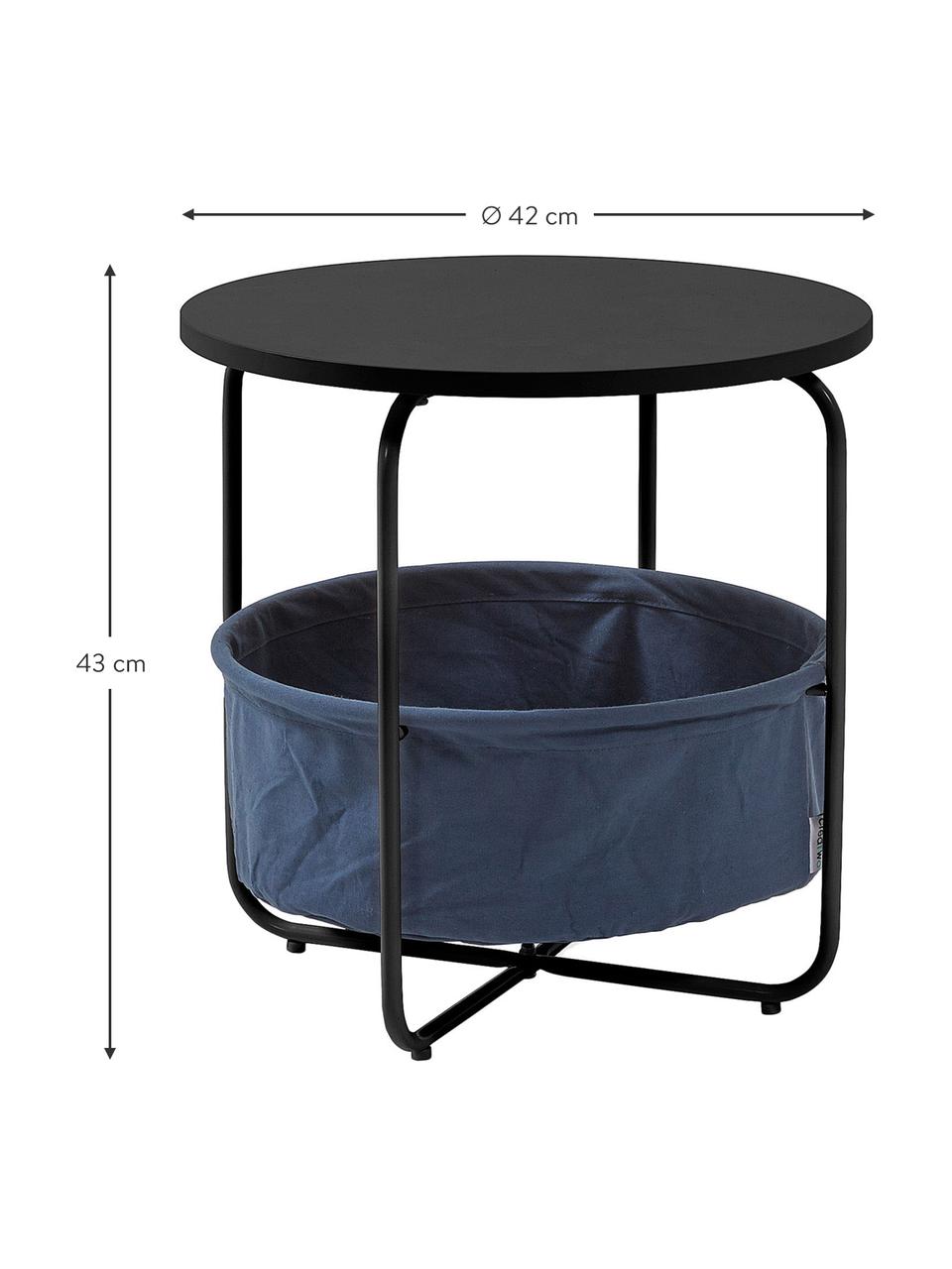 Kulatý odkládací stolek s úložným prostorem Specter, Černá, tmavě modrá