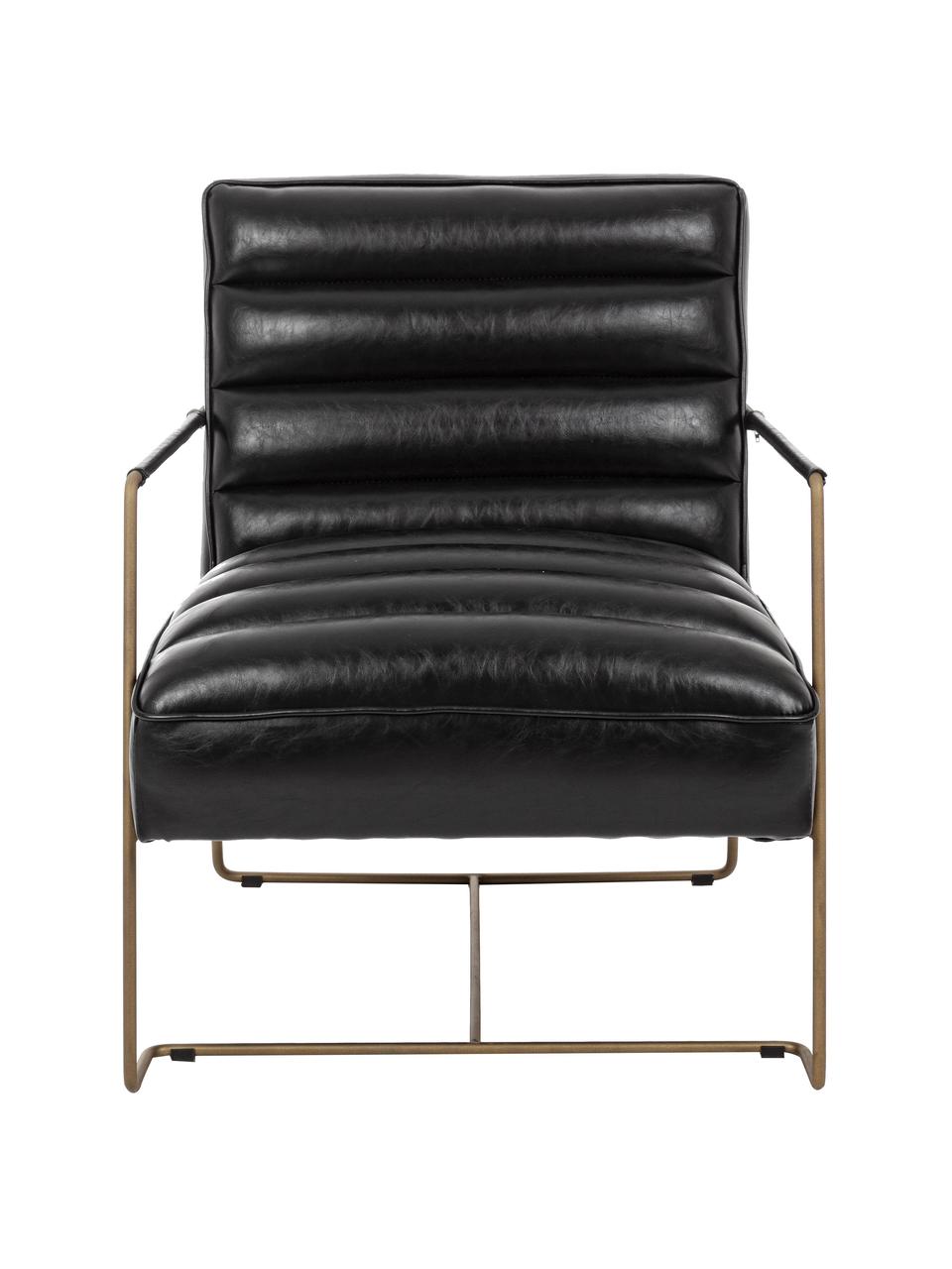 Fotel ze sztucznej skóry Brianna, Tapicerka: sztuczna skóra, Nogi: metal epoksydowany, Czarny, S 63 x G 74 cm