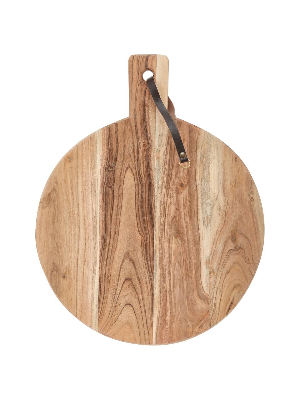 Tagliere in legno di acacia con cinturino in pelle Acacia, Legno di acacia, Ø 33 cm