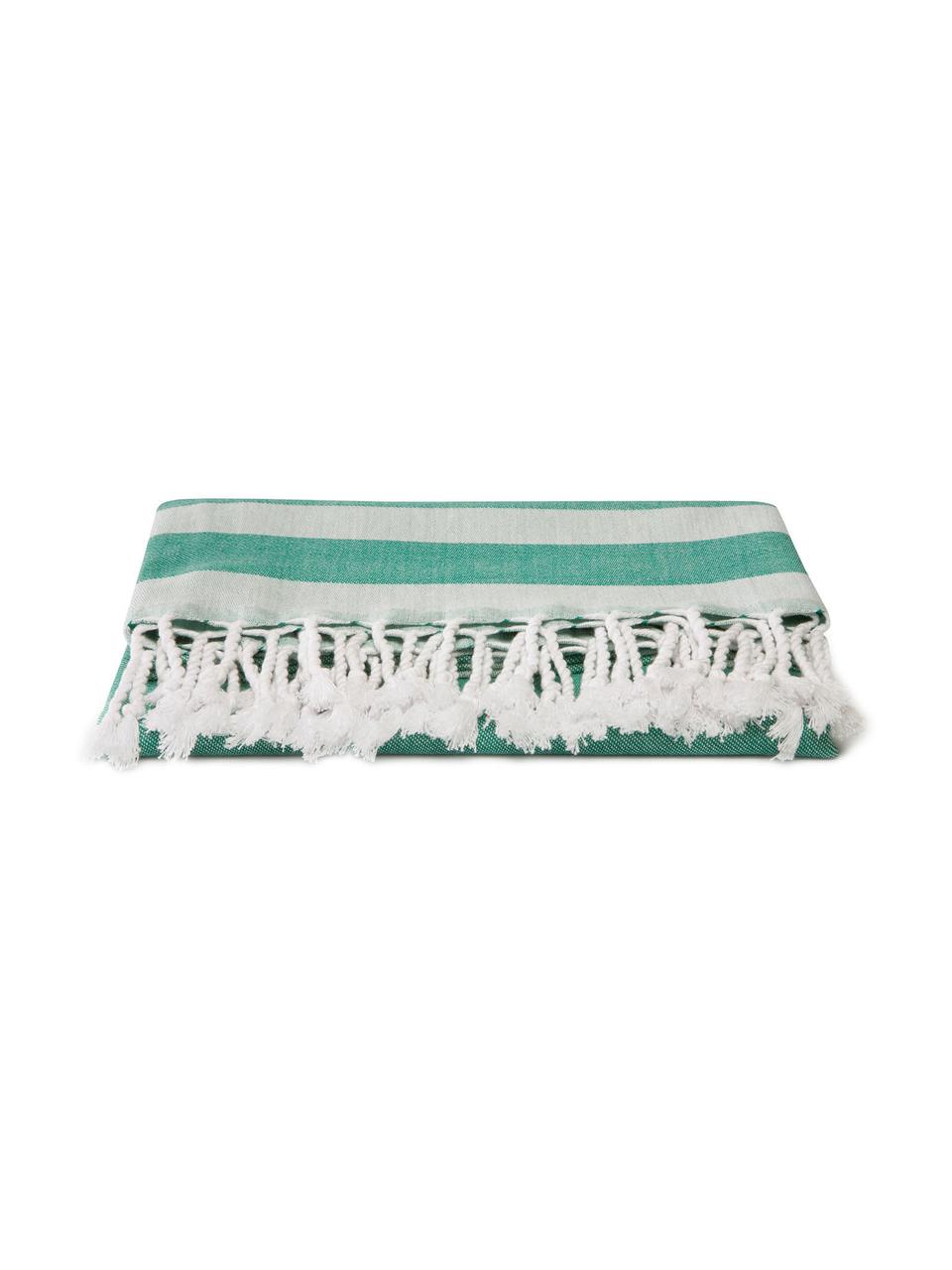 Fouta imprimé ethno Crown, Vert, blanc