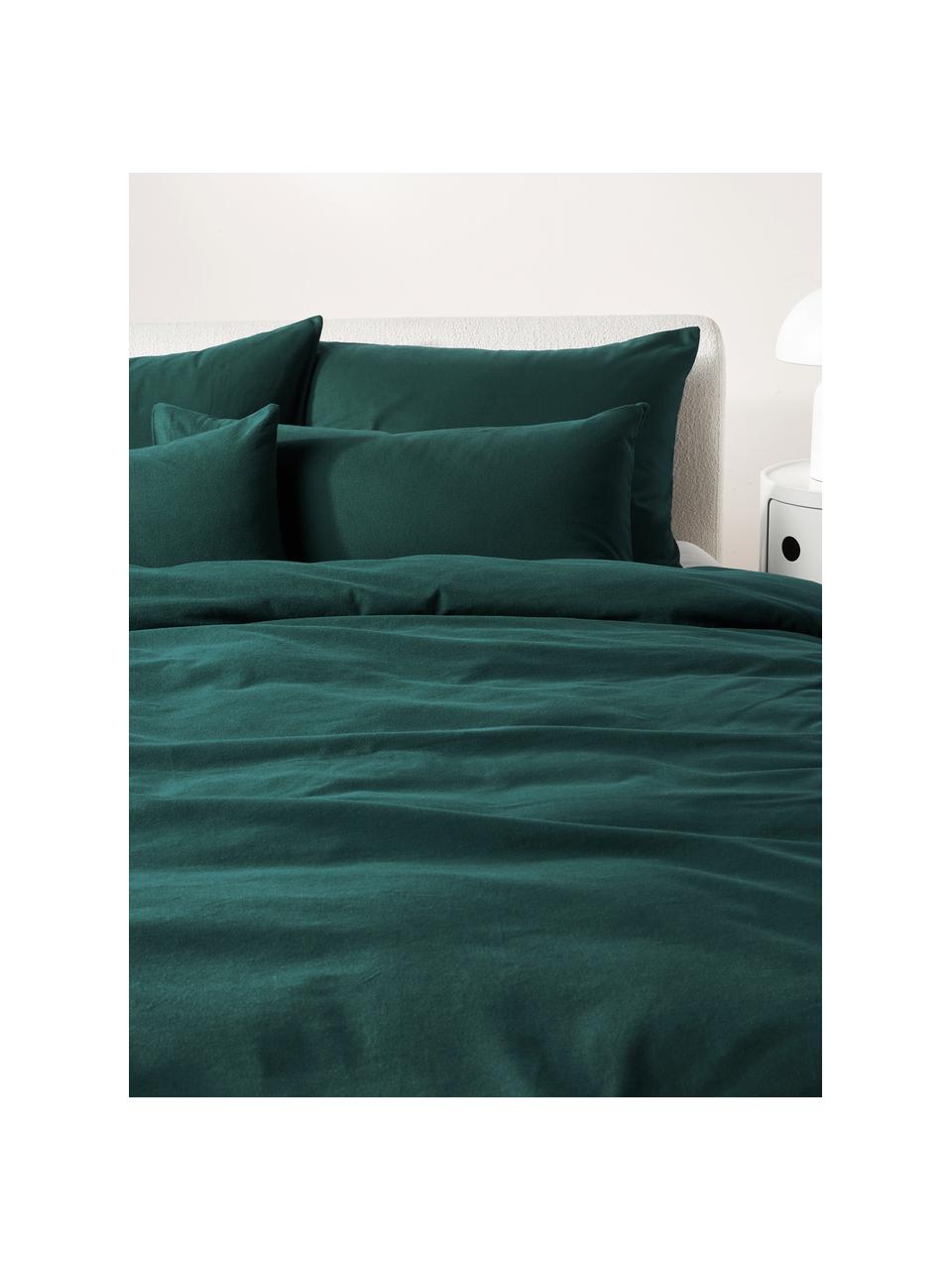 Funda nórdica de franela Biba, Verde oscuro, Cama 90 cm (155 x 220 cm)