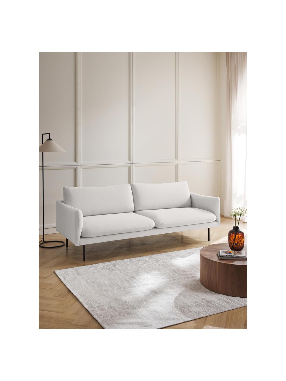 Divano 3 posti Moby, Rivestimento: poliestere Con 60.000 cic, Struttura: legno di pino massiccio, Piedini: metallo verniciato a polv, Tessuto beige chiaro, Larg. 220 x Prof. 95 cm