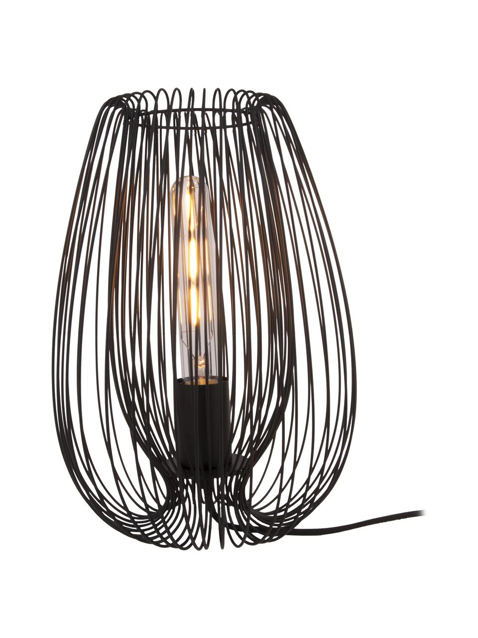 Lámpara de mesa pequeña de metal Lucid, Lámpara: metal pintado, Cable: plástico, Negro, Ø 22 x Al 33 cm