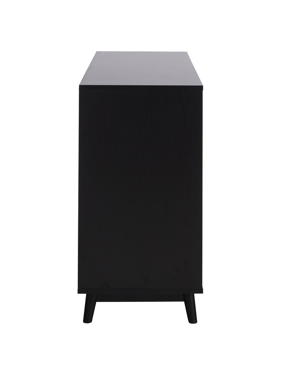 Credenza nera Copenhagen, Piedini: legno di pino, Nero, Larg. 150 x Alt. 86 cm