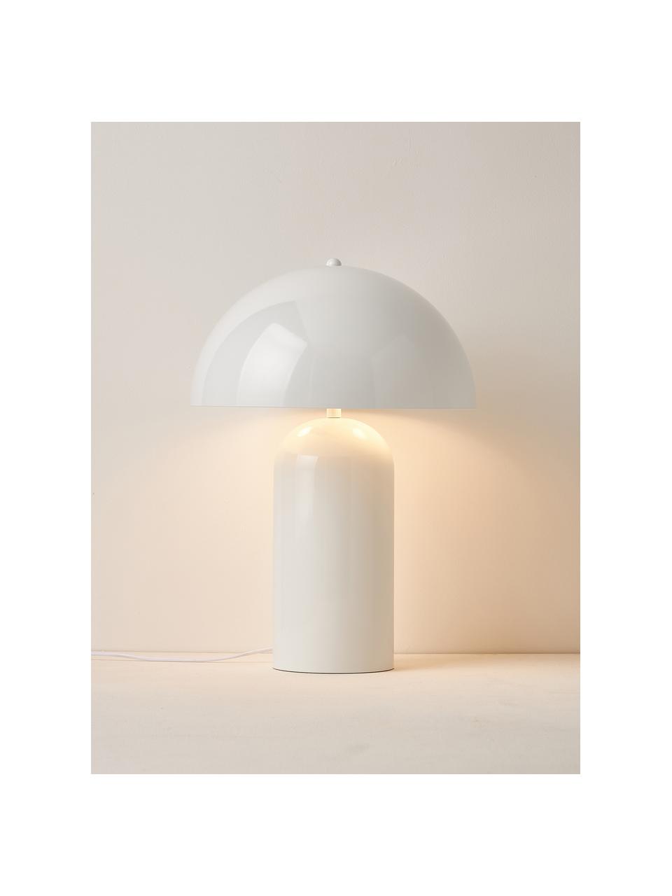 Grote retro tafellamp Walter, Wit, glanzend, Ø 38 x H 55 cm