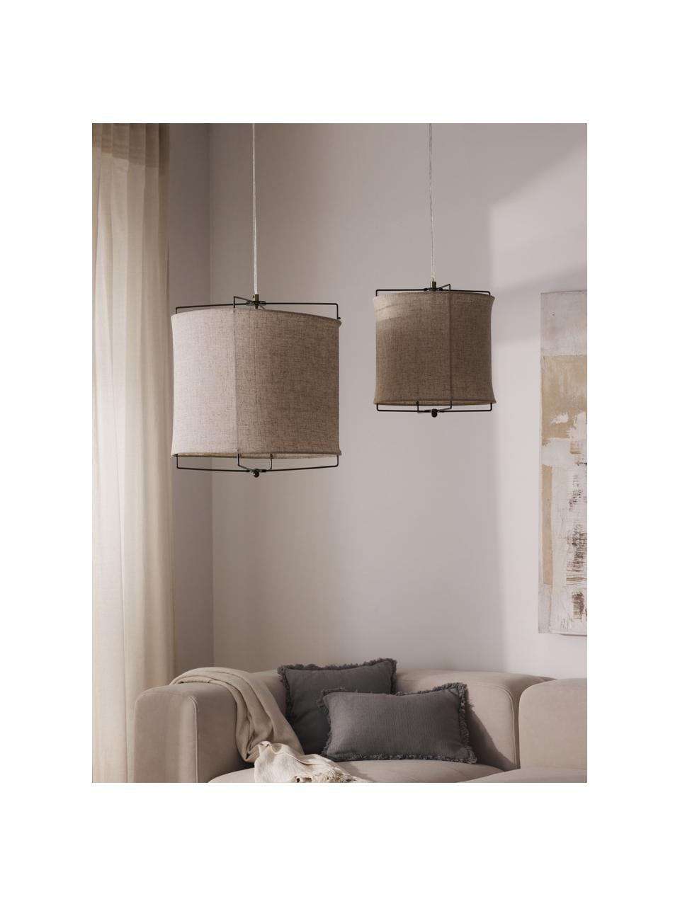 Závěsné svítidlo ze lnu Clouds, Světle béžová, Ø 40 cm, V 40 cm