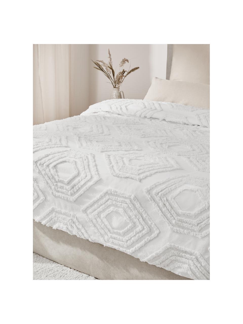 Colcha texturizada Faye, 100% algodón, Blanco, An 225 x L 260 cm (para camas de 200 x 200 cm)