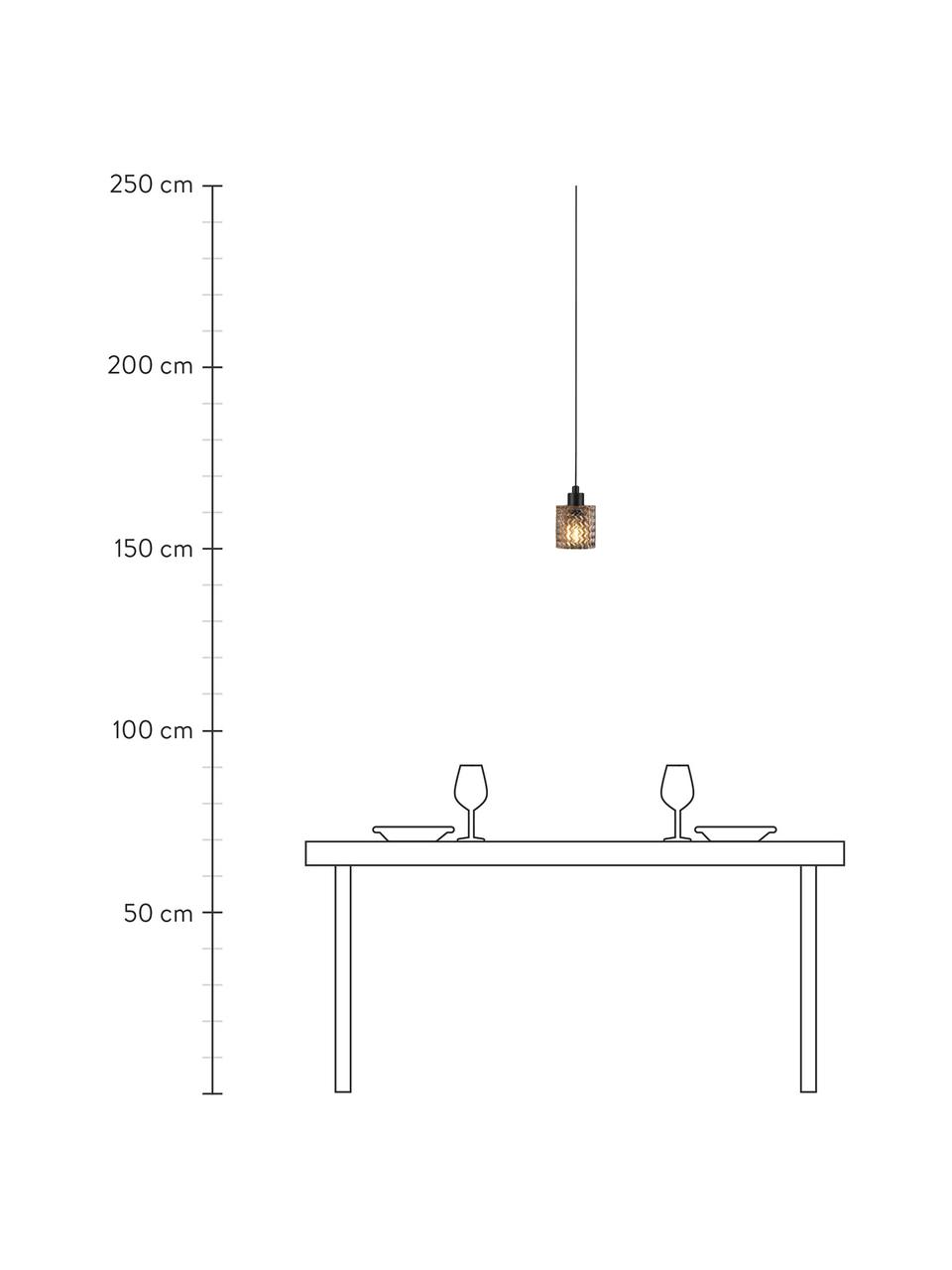 Kleine Pendelleuchte Hollywood aus Glas, Lampenschirm: Glas, Baldachin: Metall, beschichtet, Bernsteinfarben, Ø 11 x H 18 cm